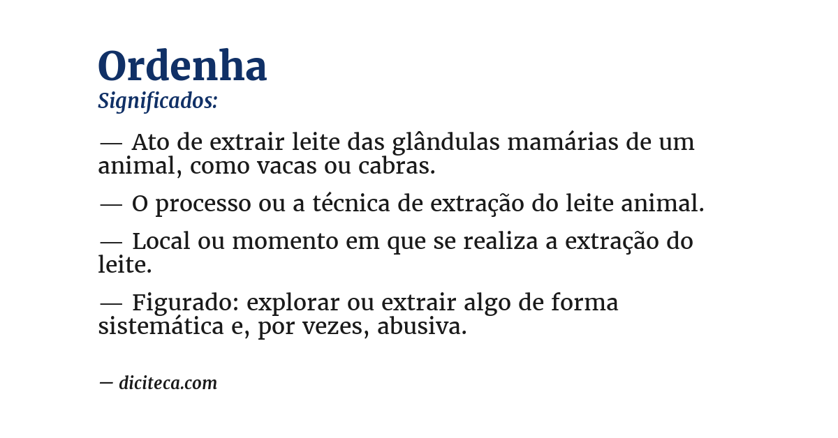 Significado de ordenha