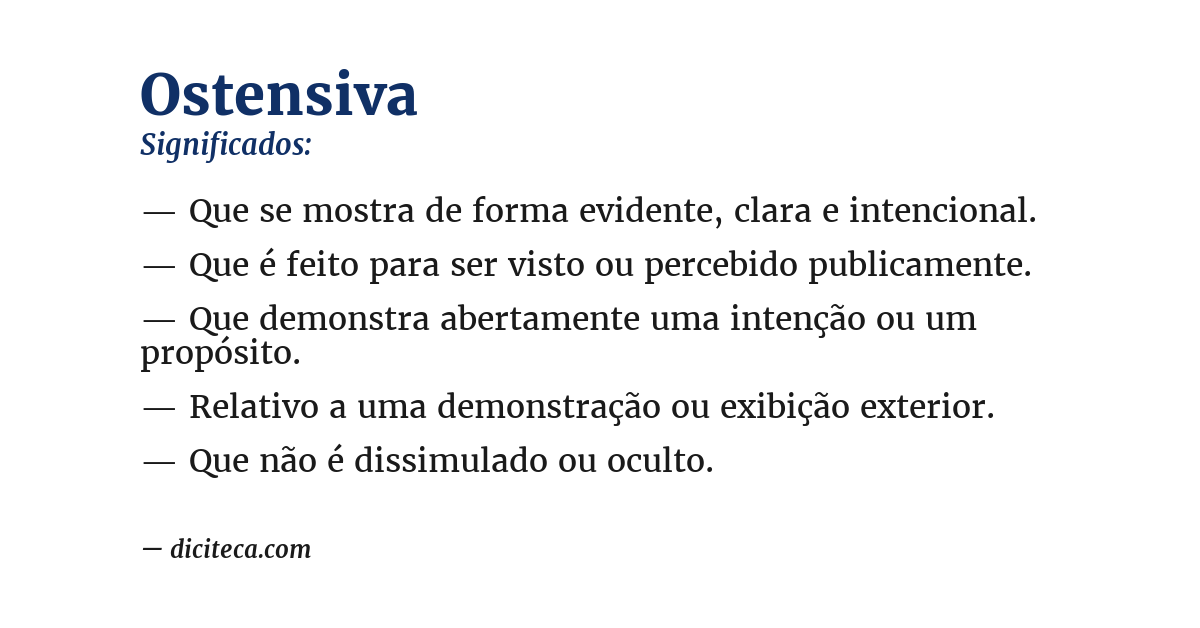 Significado de ostensiva