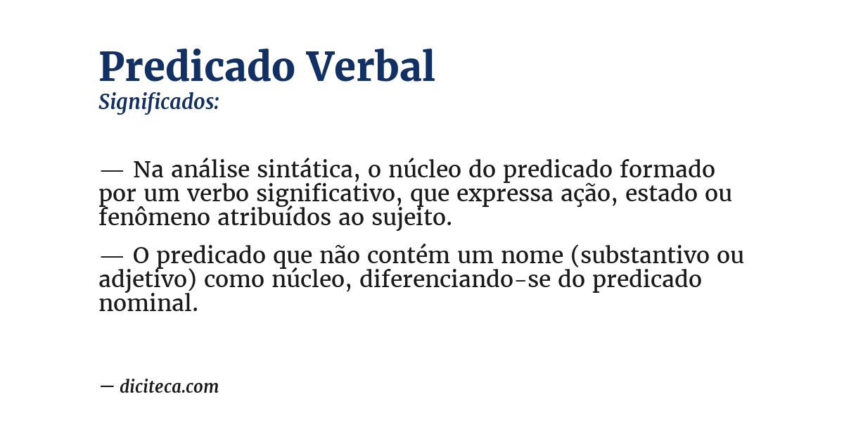 Significado de predicado verbal