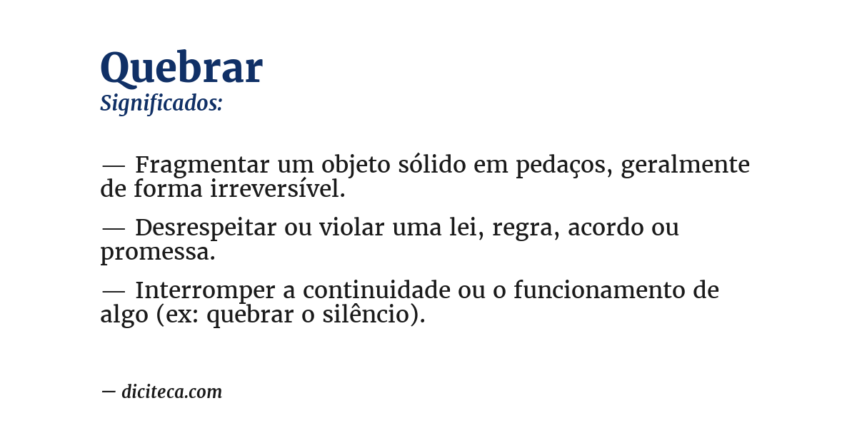 Significado de quebrar
