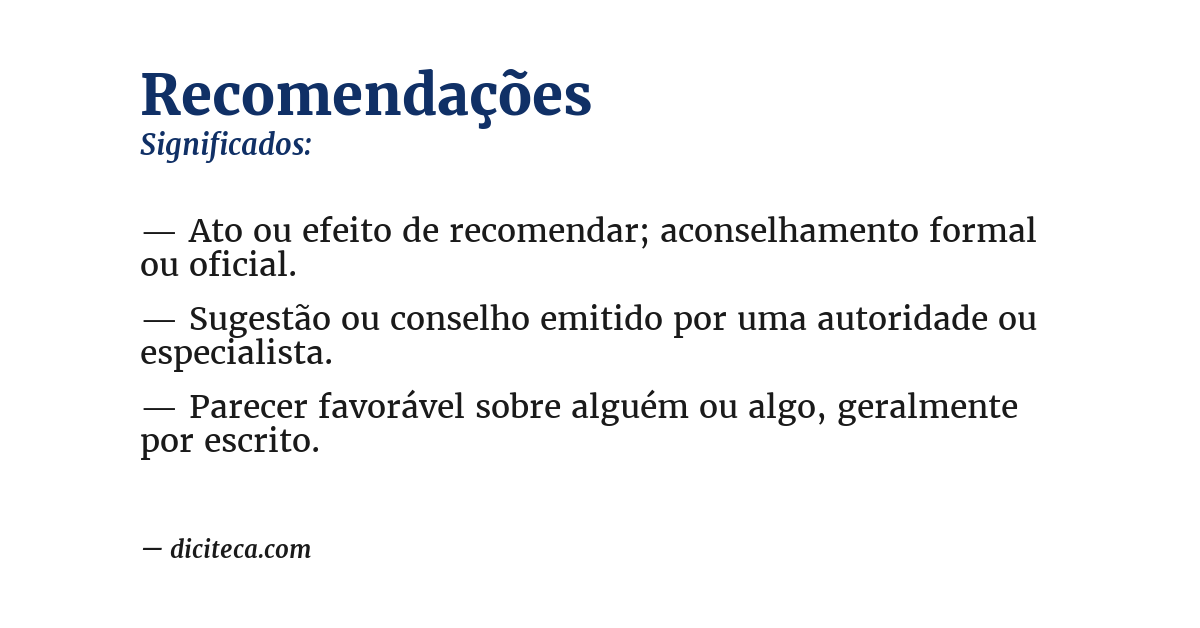 Significado de recomendações