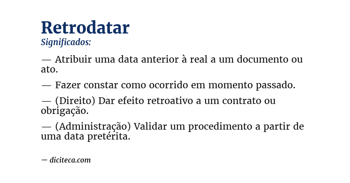 Significado de retrodatar