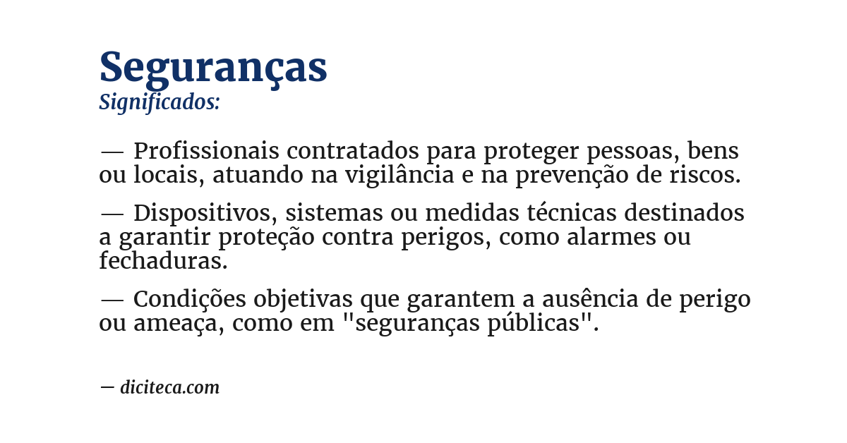 Significado de seguranças