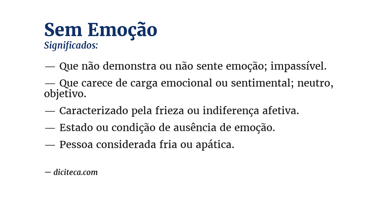 Significado de sem emoção