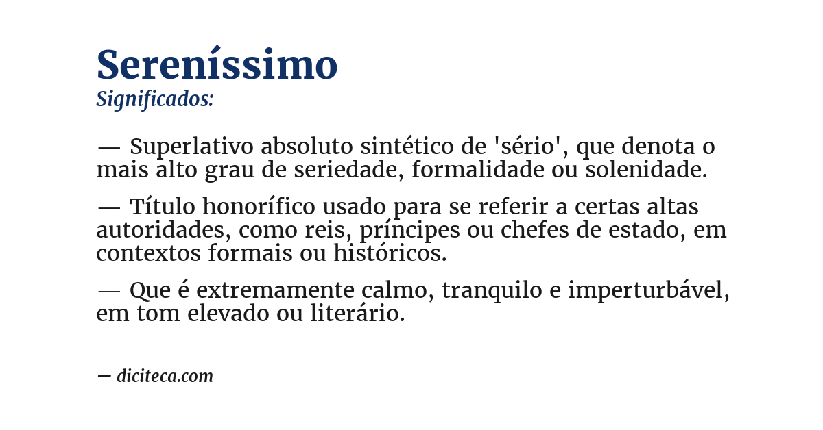 Significado de sereníssimo