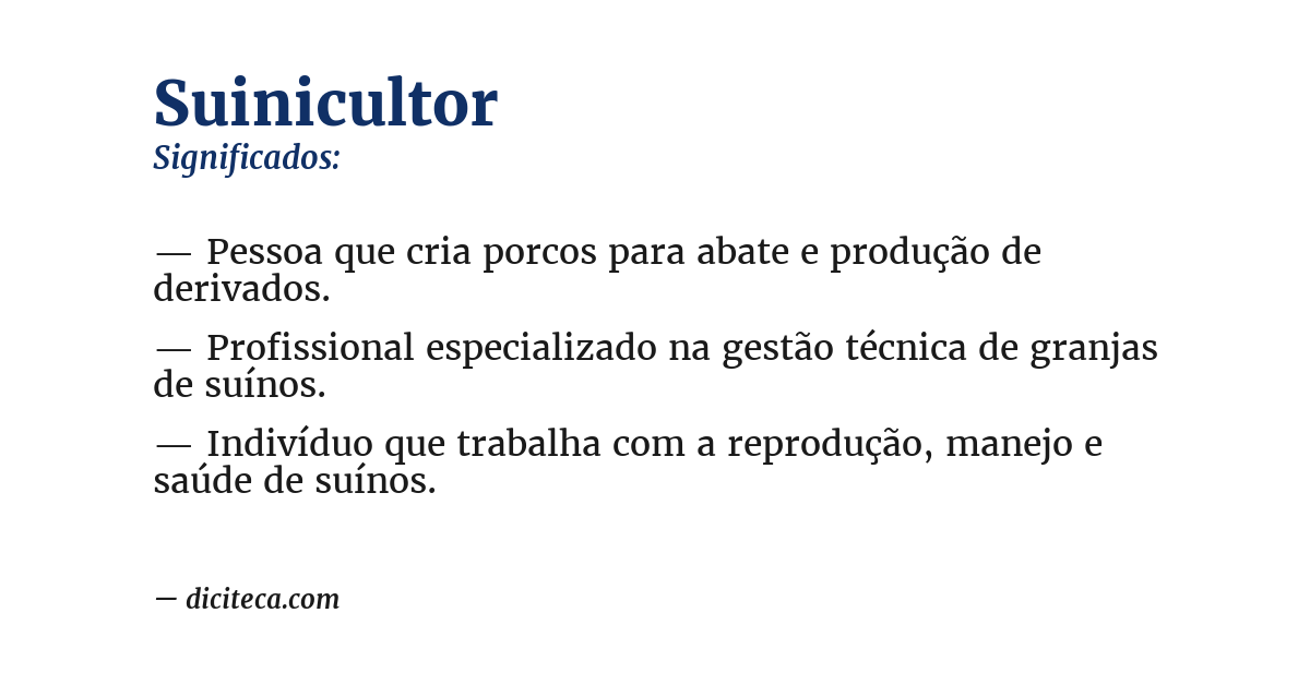 Significado de suinicultor