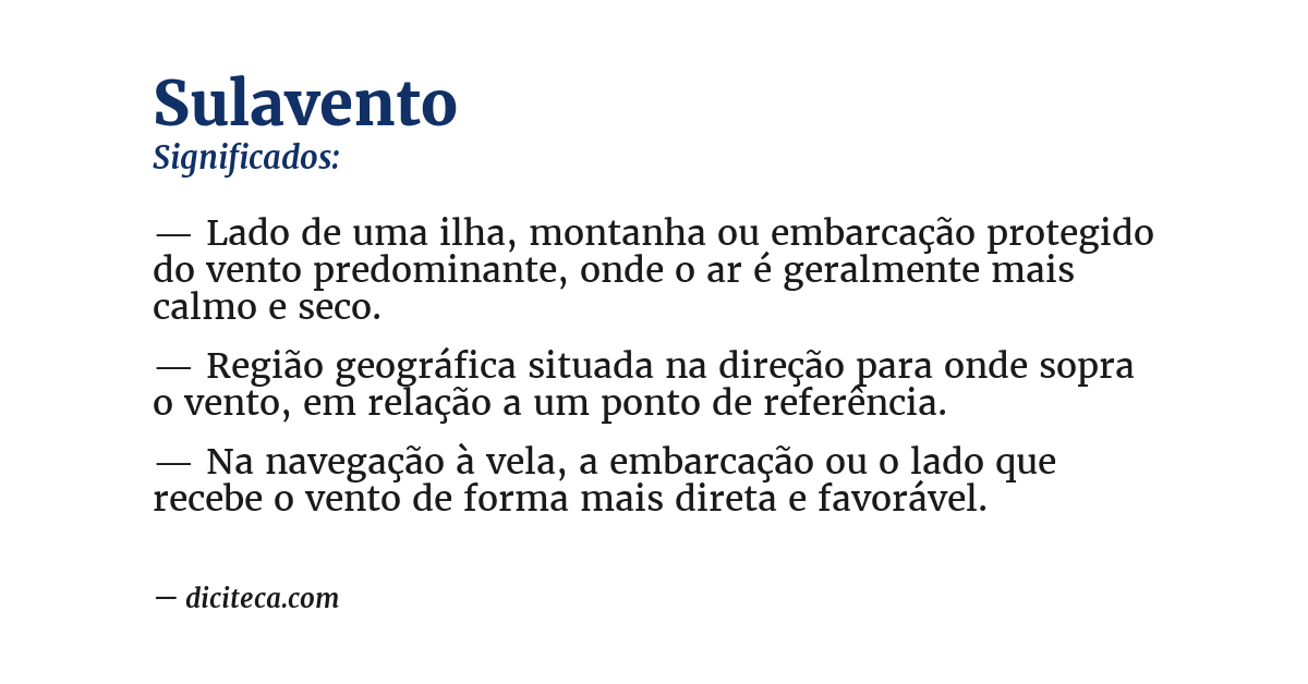 Significado de sulavento