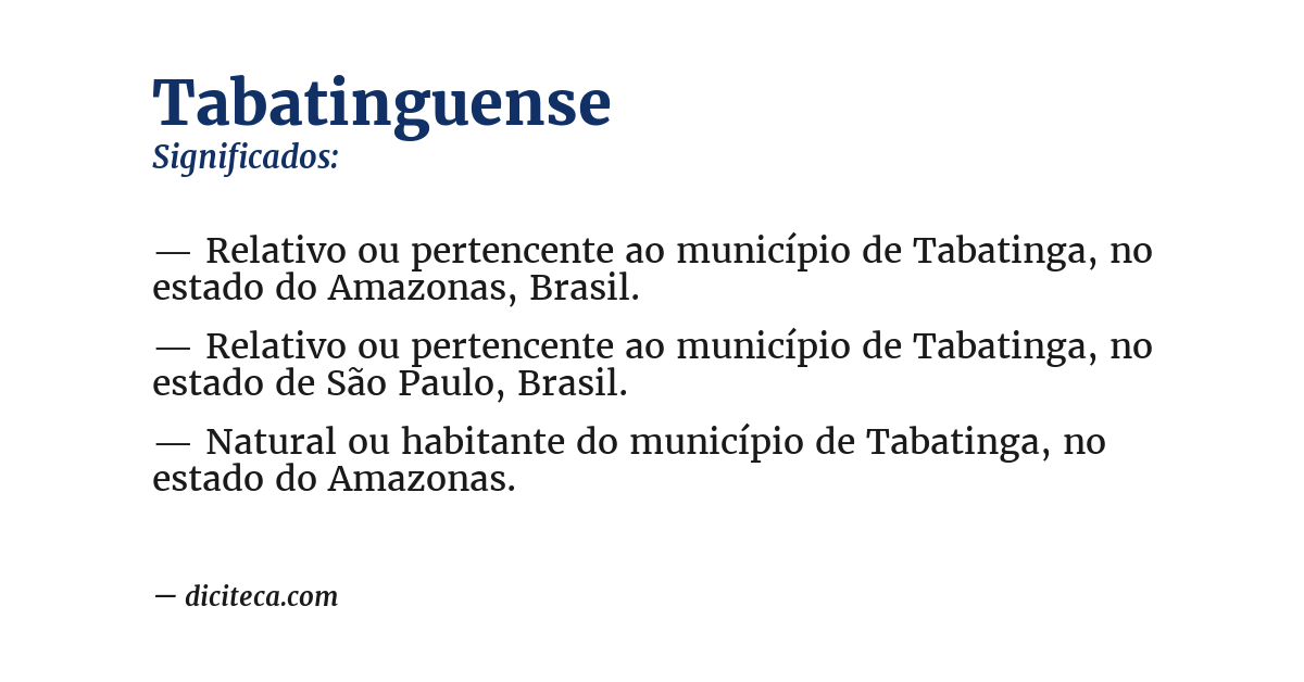 Significado de tabatinguense