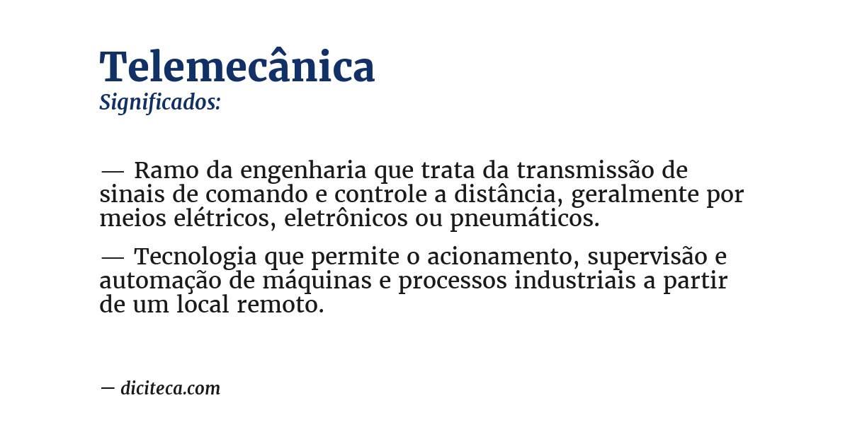 Significado de telemecânica