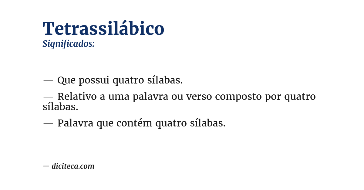 Significado de tetrassilábico