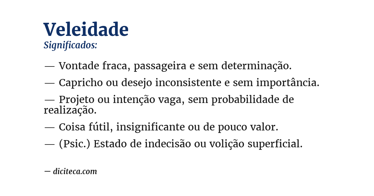 Significado de veleidade