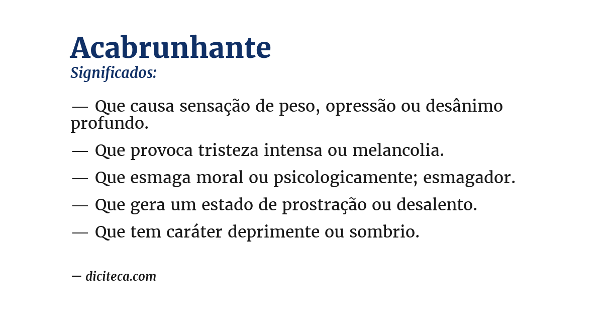 Significado de acabrunhante