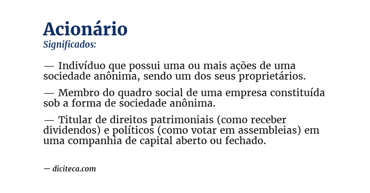 Significado de acionário