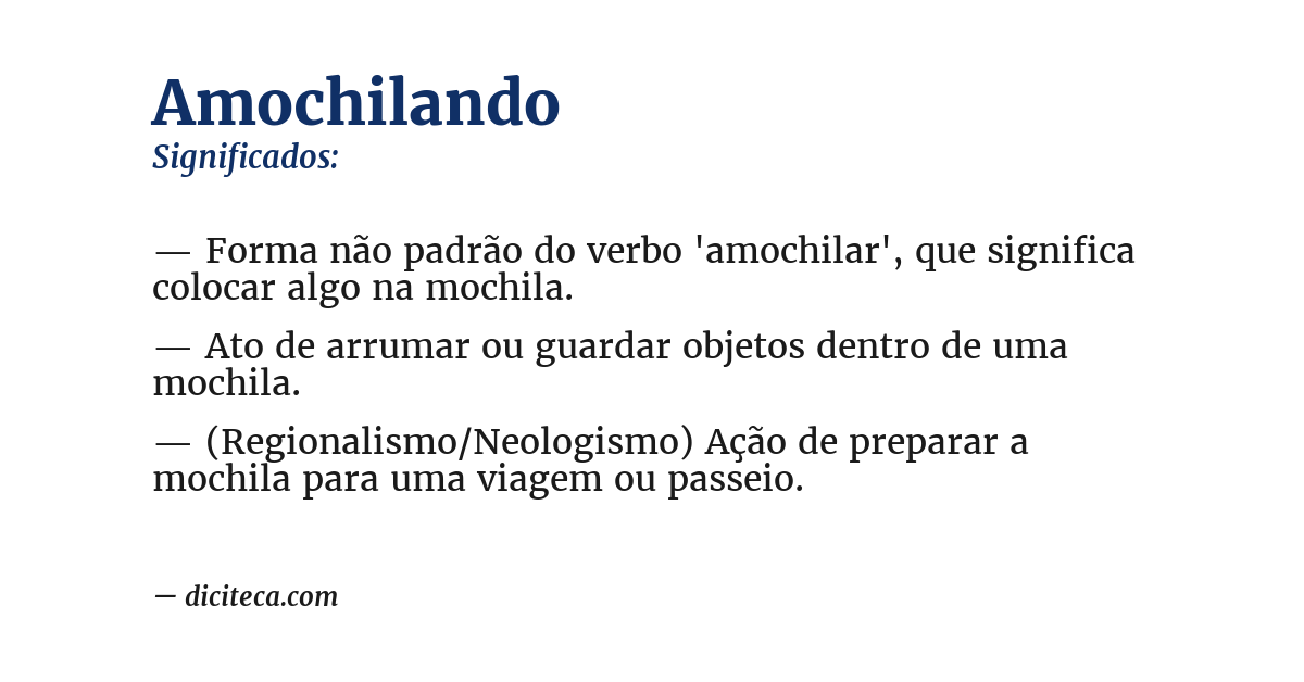 Significado de amochilando
