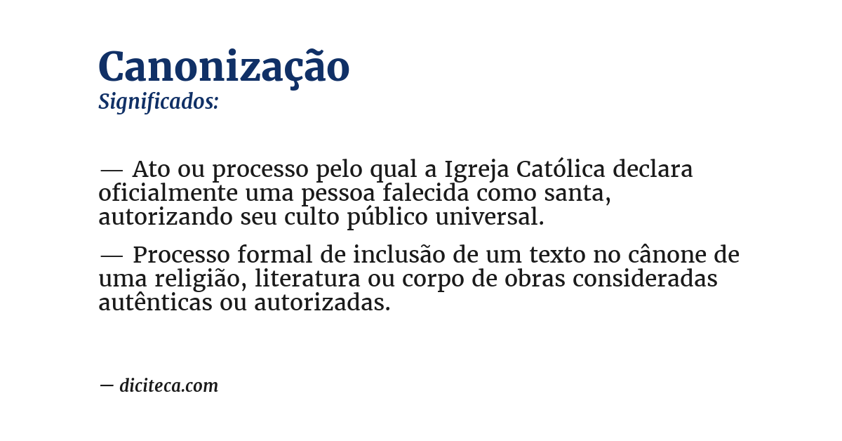 Significado de canonização