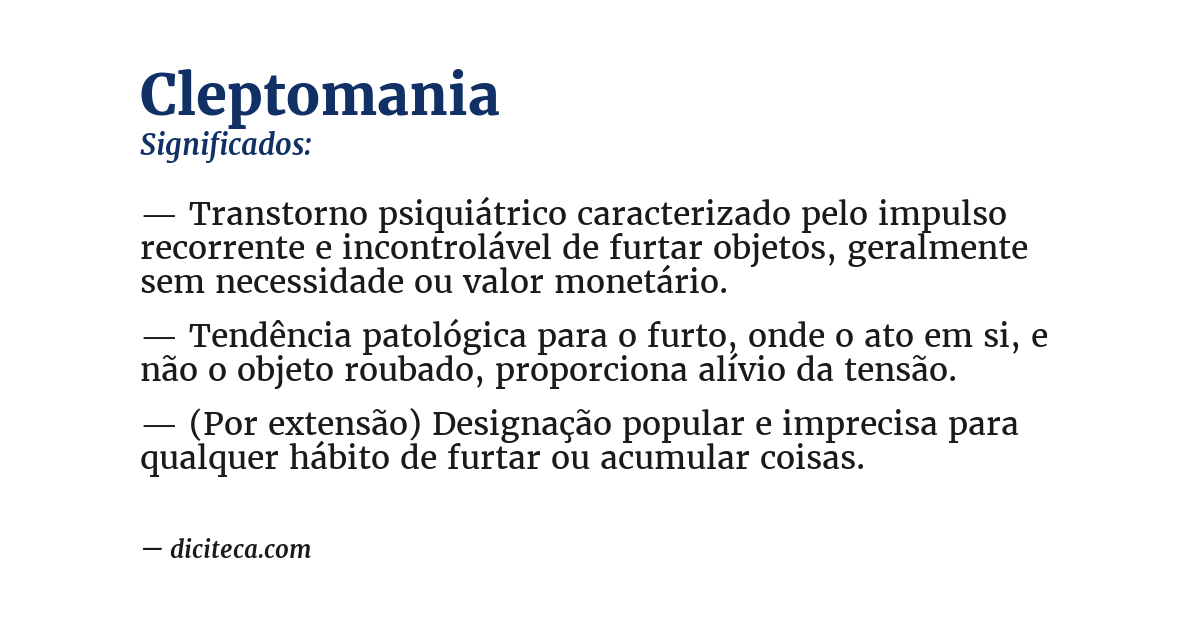 Significado de cleptomania