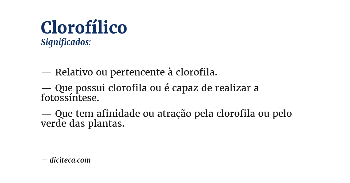 Significado de clorofílico