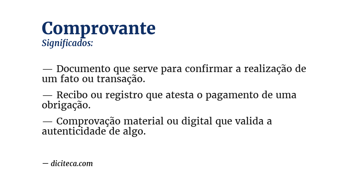 Significado de comprovante