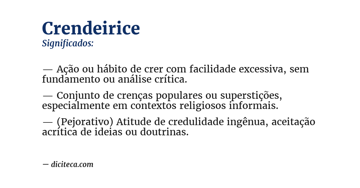 Significado de crendeirice