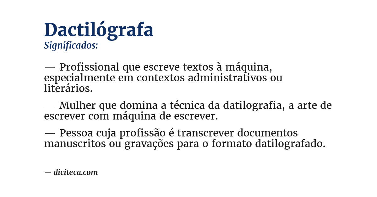 Significado de dactilógrafa