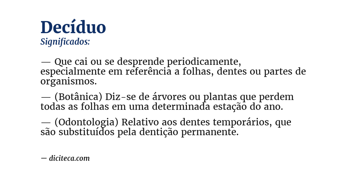 Significado de decíduo