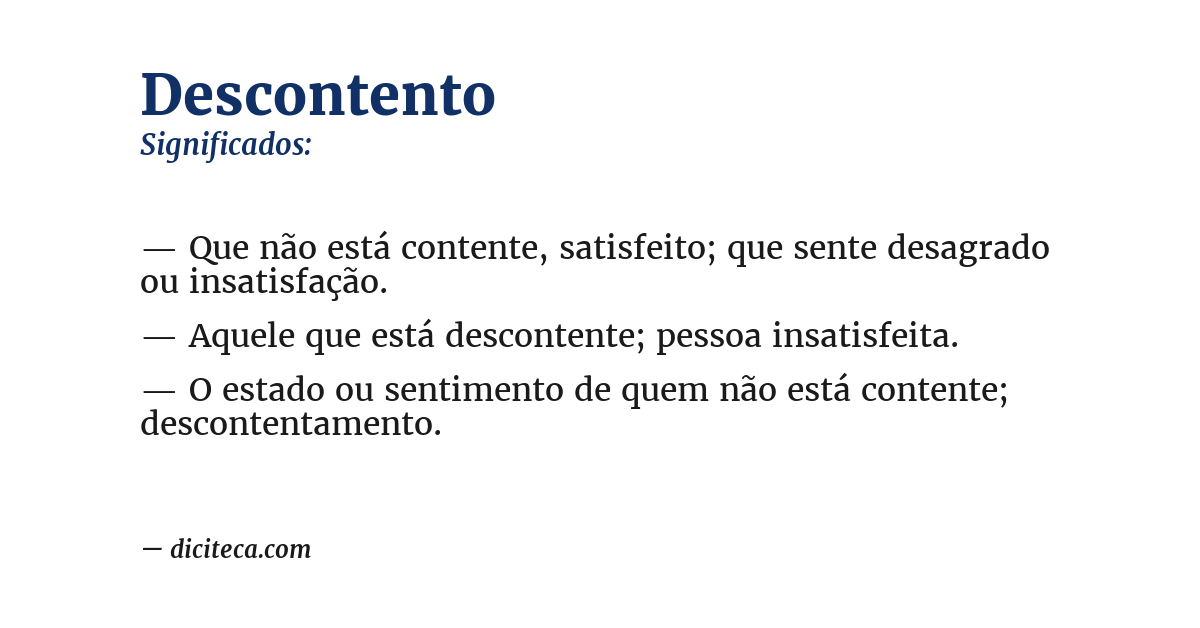 Significado de descontento
