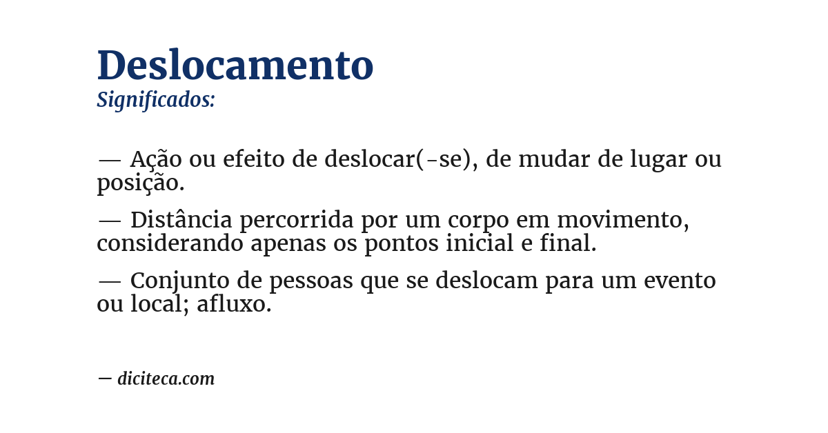 Significado de deslocamento