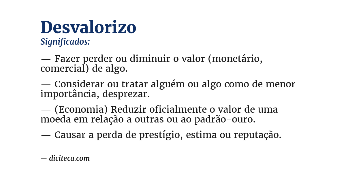 Significado de desvalorizo