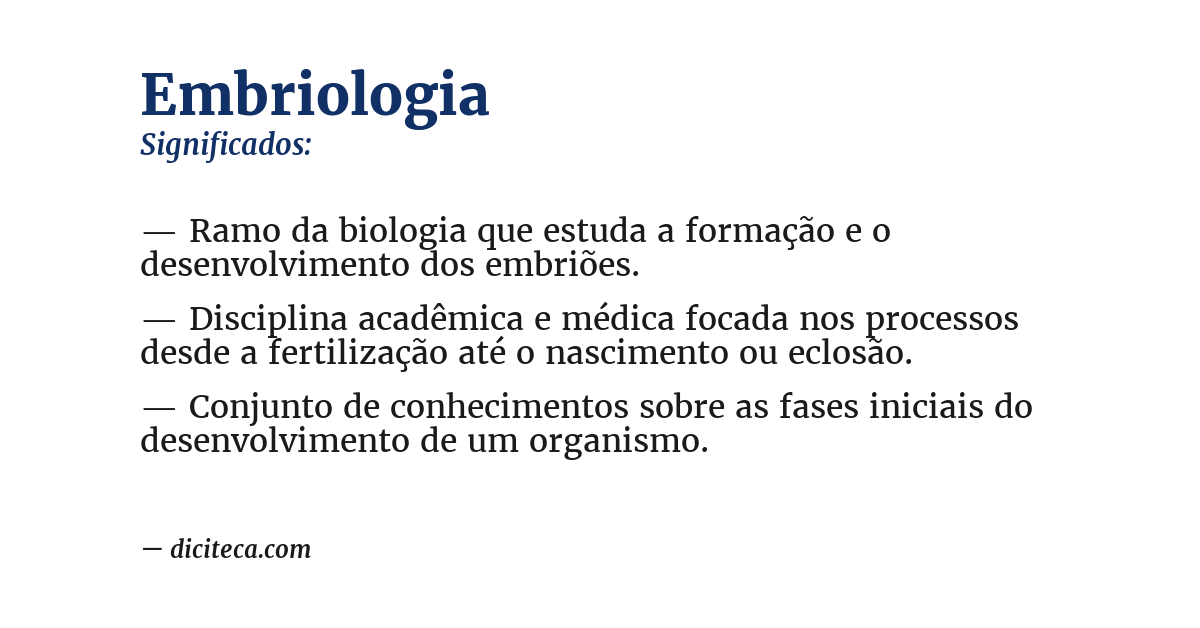 Significado de embriologia