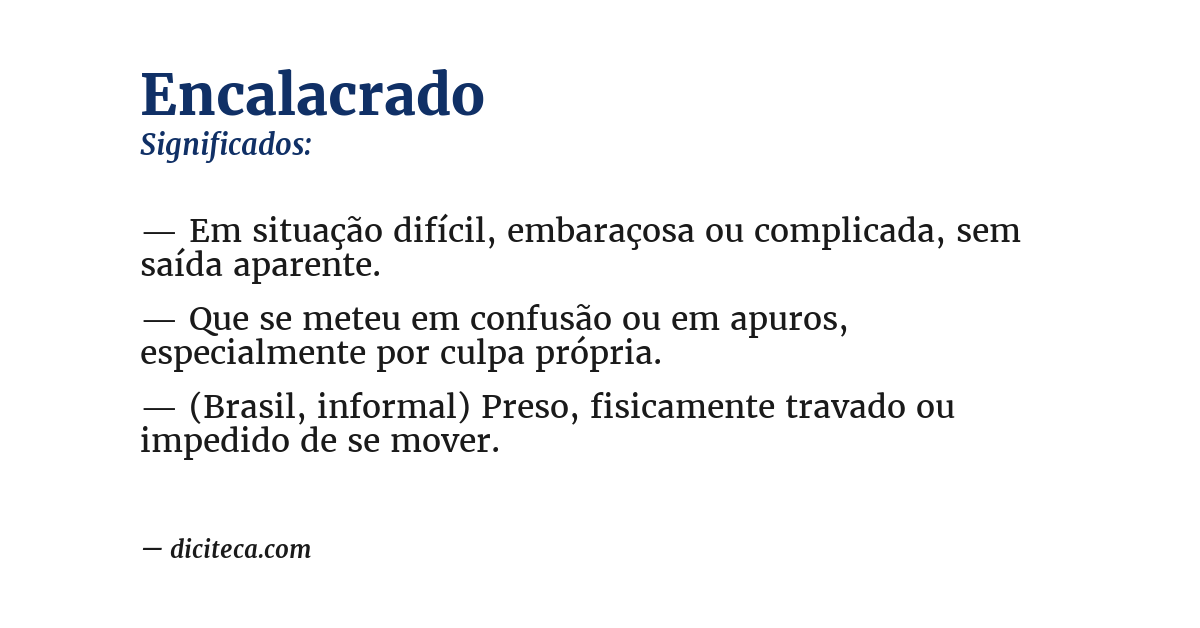 Significado de encalacrado