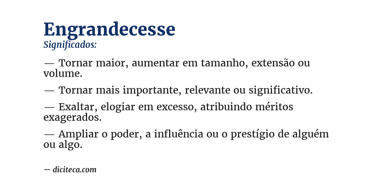 Significado de engrandecesse