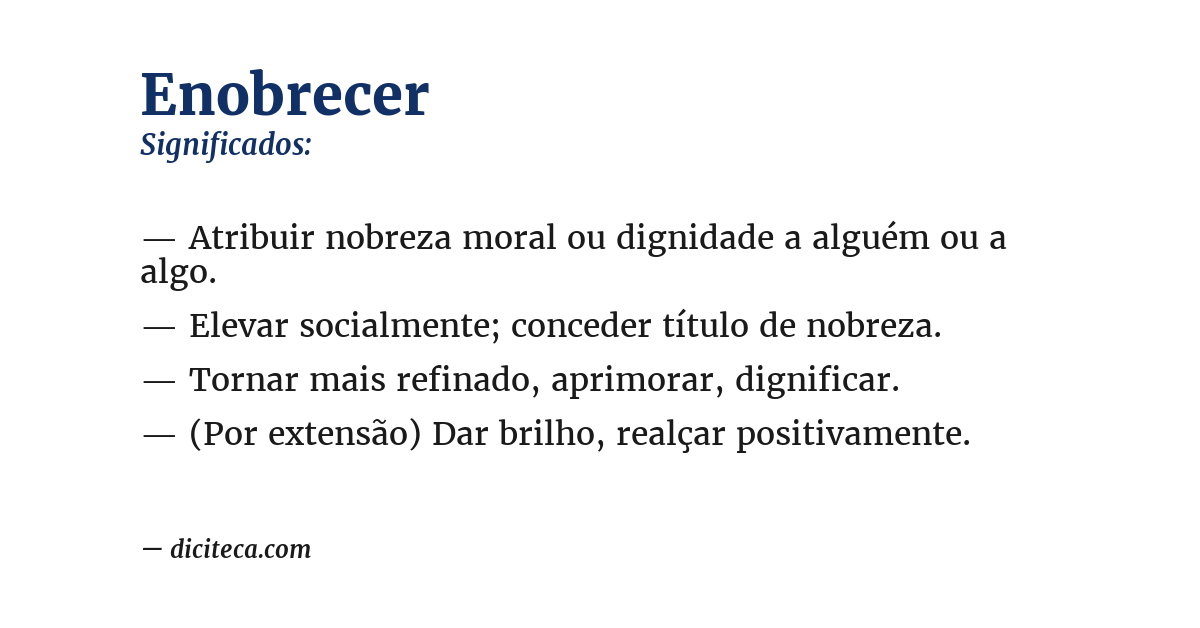 Significado de enobrecer