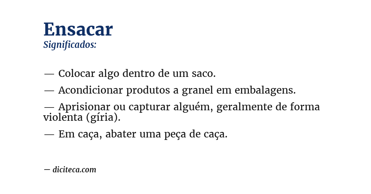 Significado de ensacar