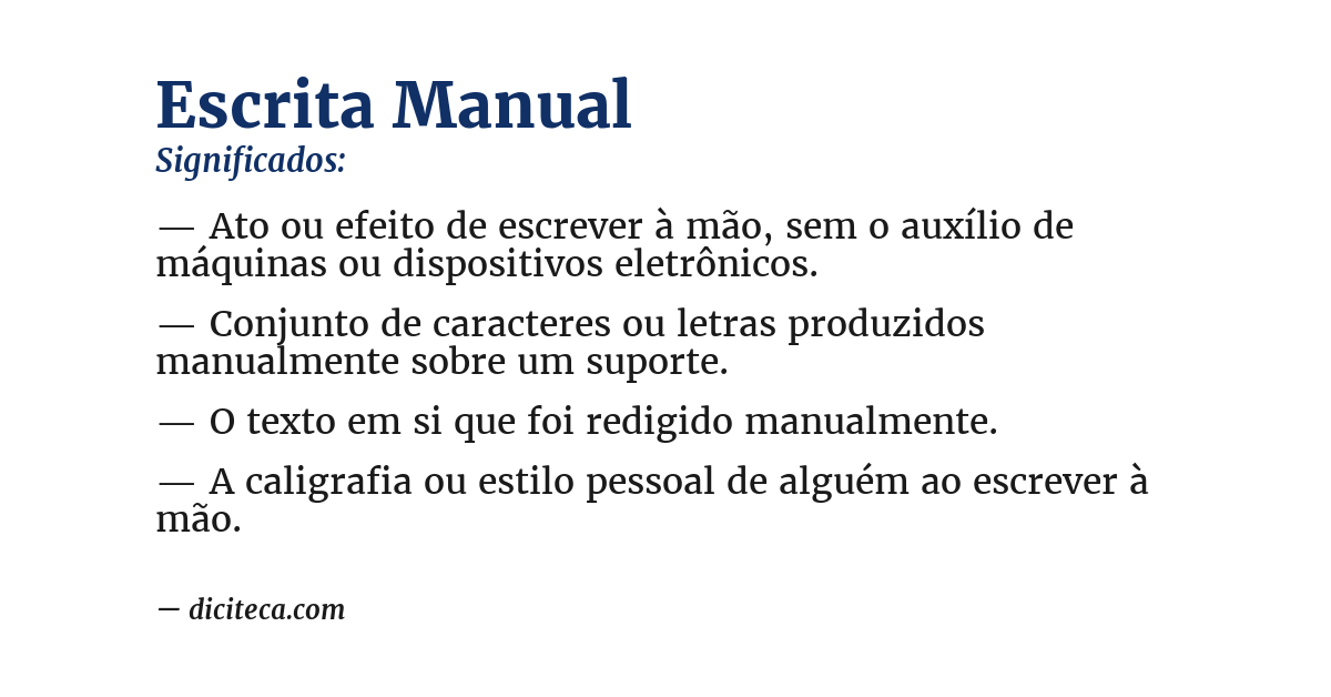 Significado de escrita manual