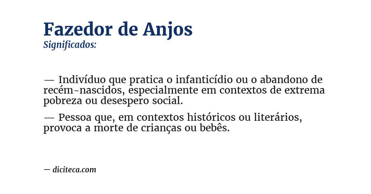 Significado de fazedor de anjos
