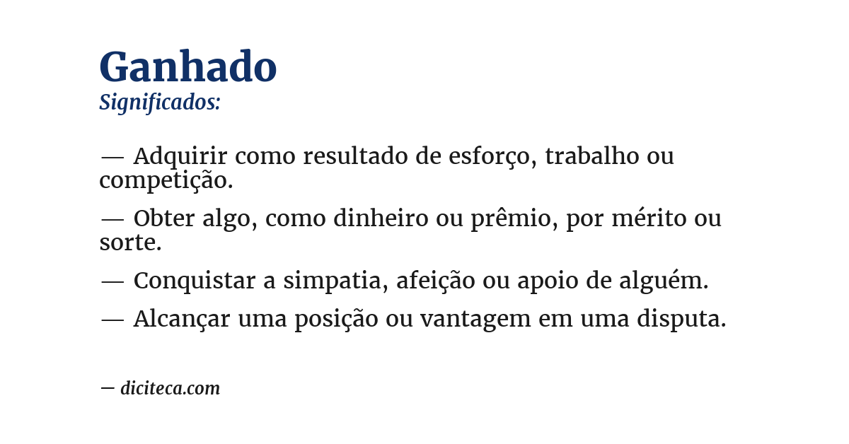 Significado de ganhado