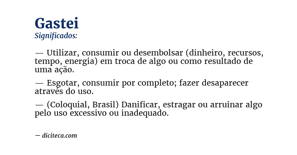 Significado de gastei