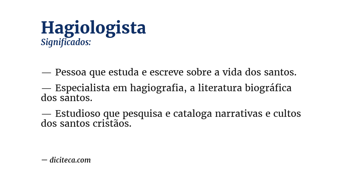 Significado de hagiologista