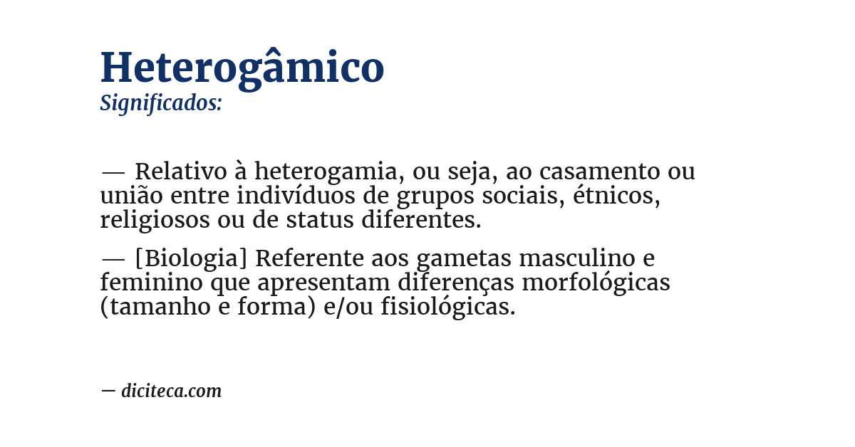 Significado de heterogâmico