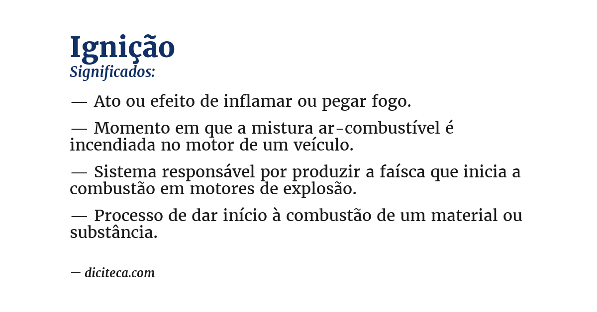 Significado de ignição
