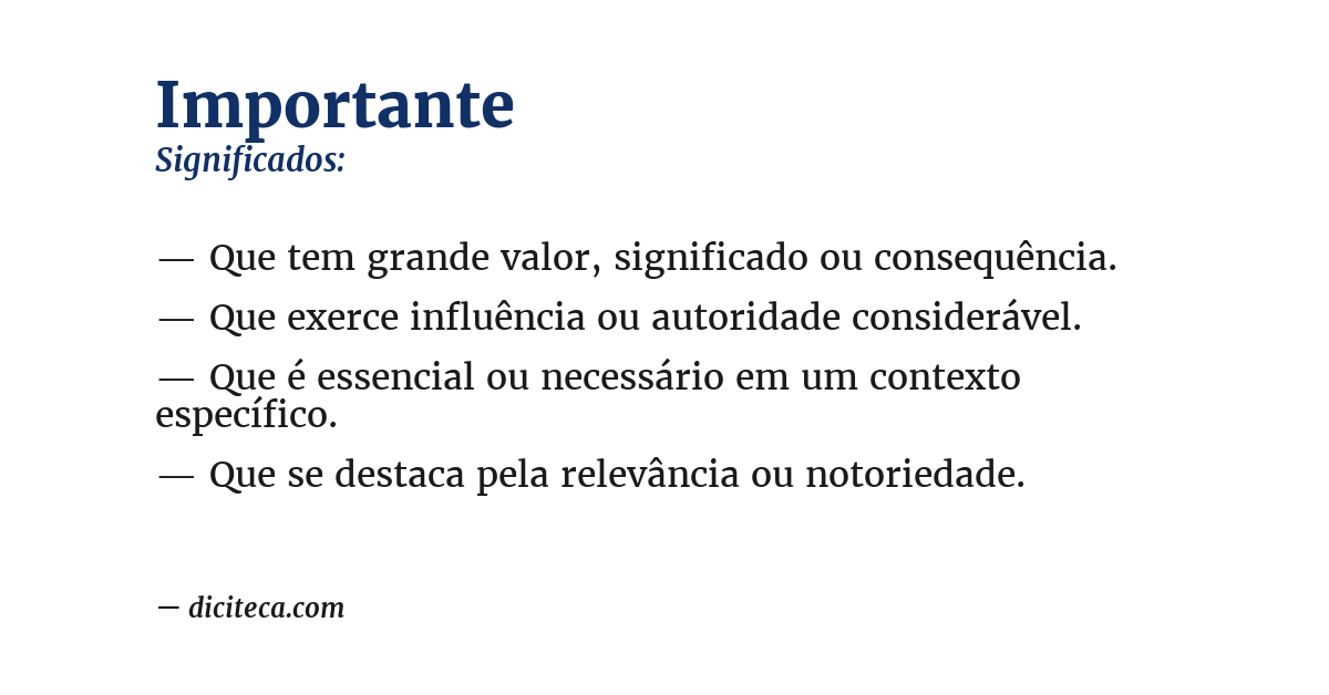 Significado de importante