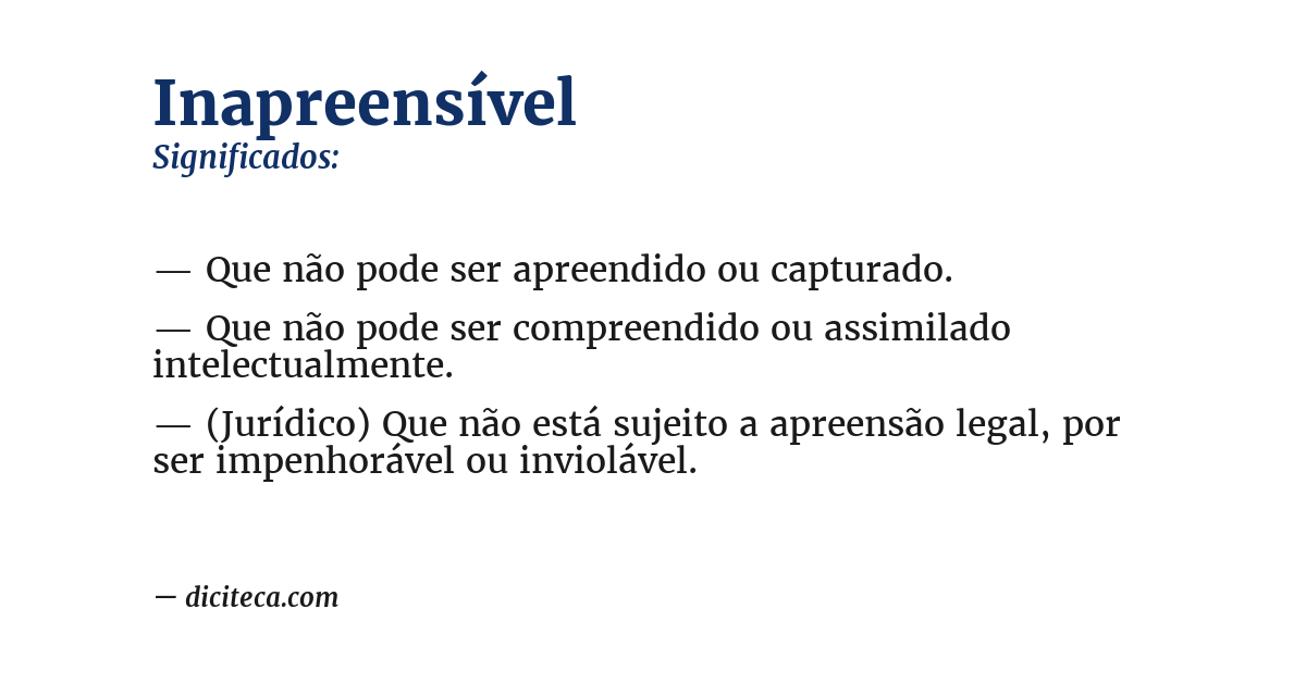 Significado de inapreensível