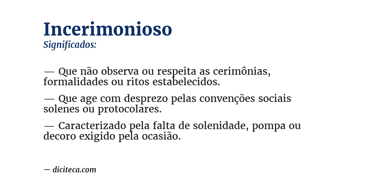 Significado de incerimonioso