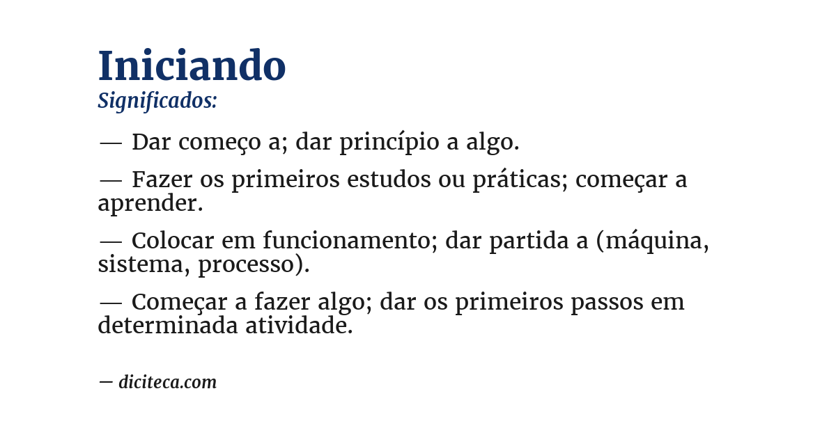 Significado de iniciando