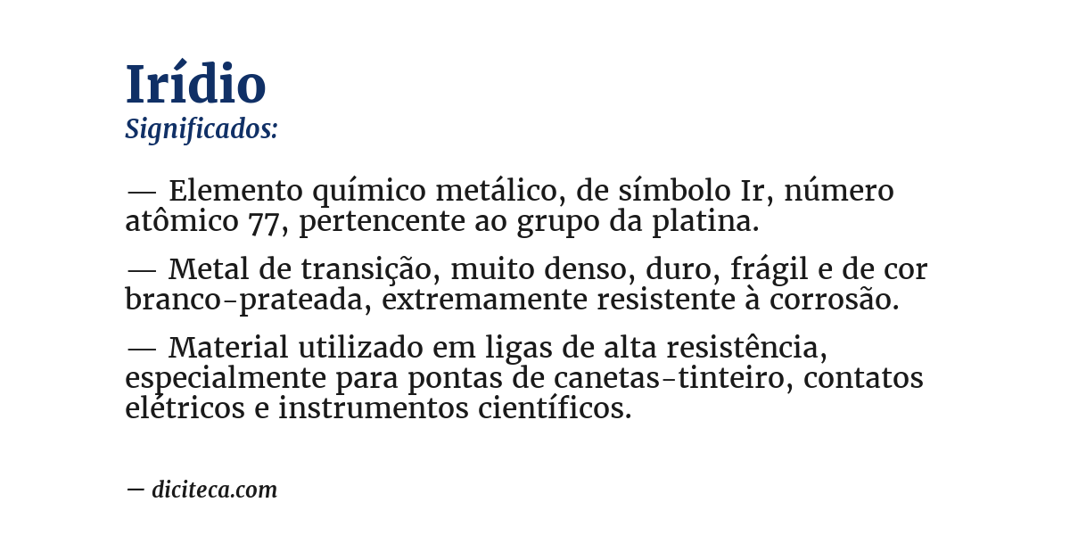 Significado de irídio