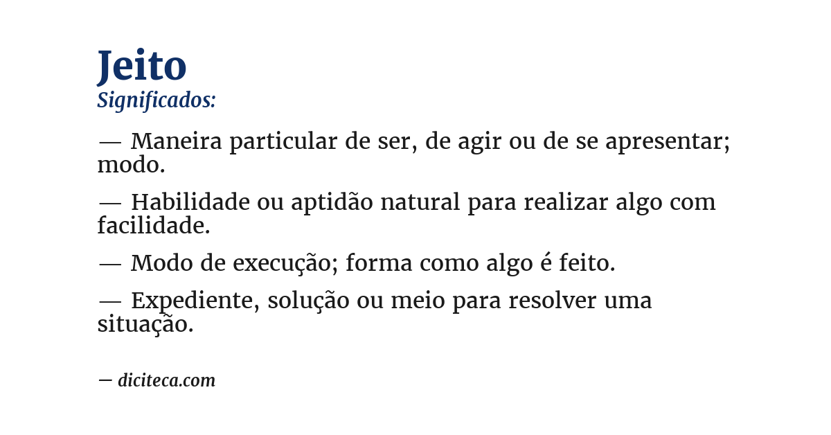 Significado de jeito