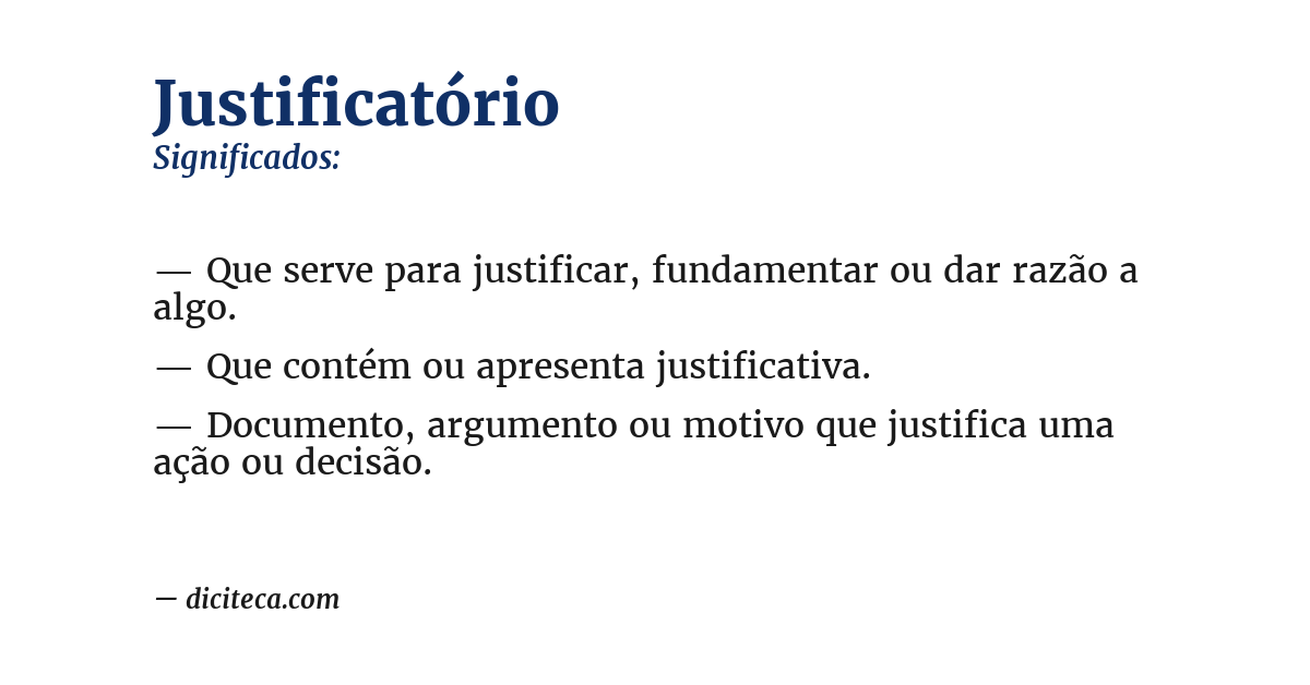 Significado de justificatório