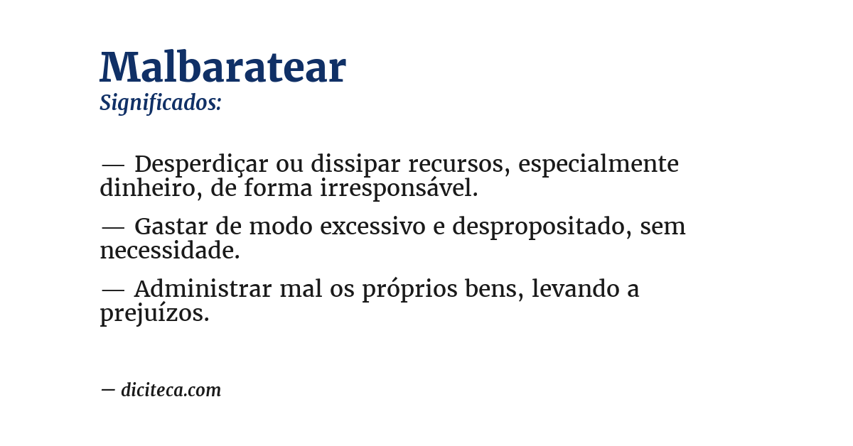 Significado de malbaratear