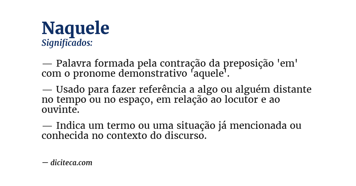 Significado de naquele