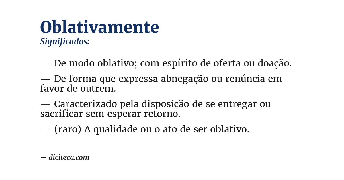Significado de oblativamente